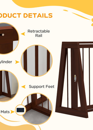 28"-75" Freestanding Wooden Pet Gate with Support Feet & Non-Slip Mats for Indoor, Stairway, Doorway, Brown