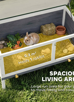 Wooden Rabbit Hutch, Guinea Pig Hutch with Asphalt Roof, Outdoor Elevated Bunny House for Rabbits, Chinchillas