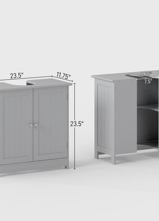 Bathroom Vanity Cabinet, Under Sink Bathroom Cabinet with 2 Doors and Adjustable Shelf, Light Gray