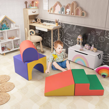 4 Piece Foam Play Set, Soft & Safe Kids Toddlers Children Climbing Set for Crawling or Sliding, Assorted