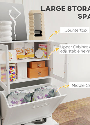 Dog Feeding Station with Two Storage Cabinets, 2 Elevated Dog Bowls, Side Hooks, Anti-tip Kit, for Feeding & Watering