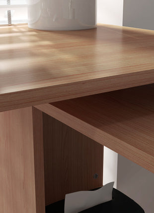 360° Rotating Home Office Desk L Shaped Corner Computer Desk with Storage Shelves, Writing Table Workstation, Teak