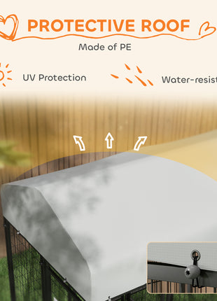 Outdoor Dog Kennel with Two-Room Design, Water-Resistant & Sun-Proof Cover, for S, M, L Dogs, 8' x 4' x 6'