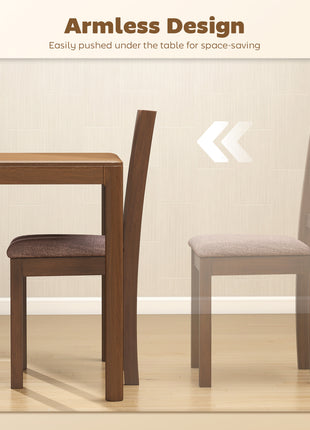 Dining Chairs Set of 2 Linen Upholstered Kitchen Chairs with Rubberwood Legs for Dining Room Living Room Walnut Taupe