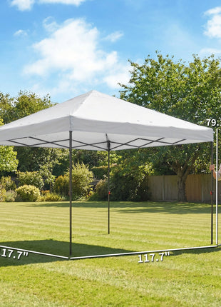 10 x 10 ft Pop Up Canopy Tent with One Push Setup, Outdoor Portable Instant Canopy Shelter w/ Roller Bag, White