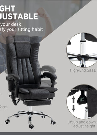 Massage Office Chair, 6 Points and Heat, Reclining Computer Chair with High Back, Adjustable Height and Footrest, Black