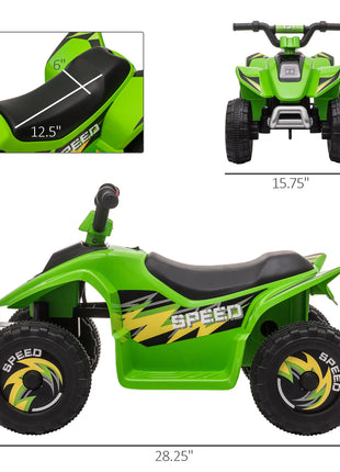 6V Kids ATV Ride on 4-Wheeler Car, Electric Quad Toy Battery Powered Vehicle with Forward/ Reverse Switch for 18-36 Months Old Toddlers, Green