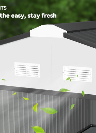 Garden Metal Shed, Storage Shed Utility Storage with Double Locking Doors for Bike, Yard Tools, White