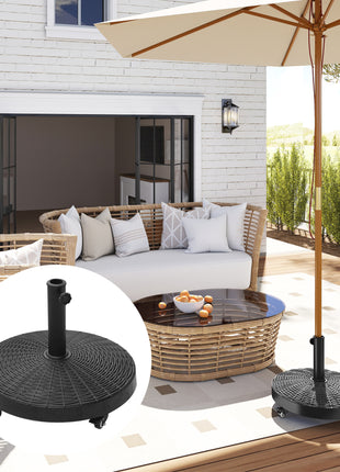 20.5" Heavy Duty Umbrella Stand, 50 lbs. Umbrella Base for 1.5" or 2" Umbrella Poles, Patio Market Stand for Deck, Black