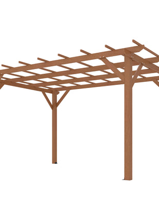 10' x 13' Wood Pergola, Outdoor Gazebo Grape Trellis with Stable Structure for Climbing Plant Support, Dark Brown