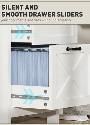 Vertical File Cabinet with 3 Drawers, Rustic Farmhouse Office Storage Cabinet for A4, Letter Size, Distressed White