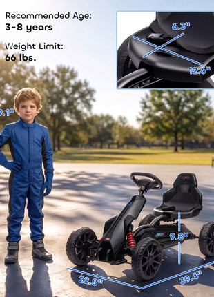 12V Electric Go Kart for Kids, Ride On Toy with EVA Tires, 2 Speeds, Adjustable Seat, Safety Belt for 3-8 Years, Black