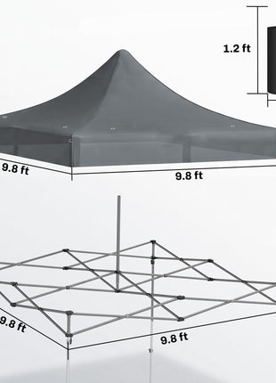 10' x 10' Replacement Canopy Top for Pop Up Canopy Tent with 4 Sand Bags, UPF50+ Protection, Dark Gray