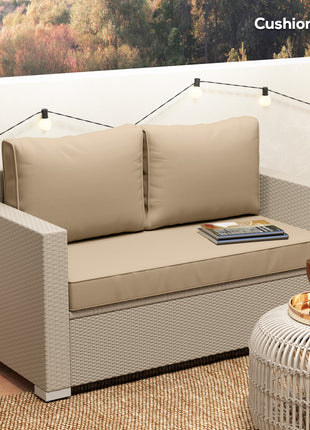 2 Seat Patio Furniture Cushions, 46x26x5 in, Thick Outdoor Loveseat Cushion Set with Removable Cover, Fade-Resistant Replacement Cushions for Outdoor Furniture, Couch, Bench, Swing, Beige