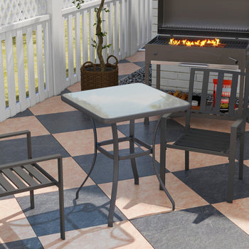 27" Square Bistro Table Garden Dining Table Outdoor Tempered Glass Table