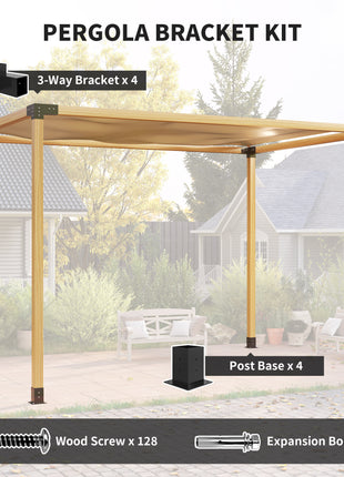 8PCS Pergola Kit, Pergola Brackets with 3-Way & 4-Way Corner Brackets for 4"x4" (Actual 3.6"x3.6") Lumber
