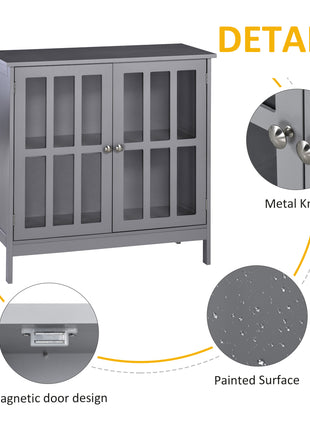 Contemporary Storage Cabinet, Cupboard Buffet Credenza with 2 Doors for Kitchen, Hallway, Living Room, Gray