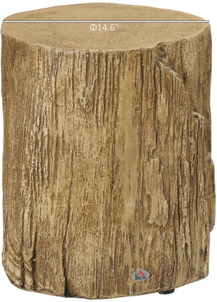 17" Tall Tree Stump End Table, Concrete Sofa Side Table for Indoor and Outdoor Use, Garden Stool