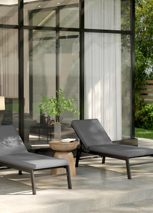 2-Piece Patio Chair Cushions with Backrests, Replacement Cushions for Outdoor Lounge Chair, Gray