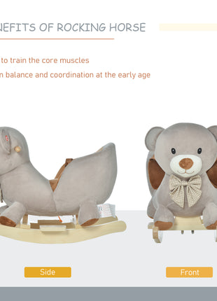 Bear-Shaped Kids Rocking Horse with Sound for 18-36 Months, Gray