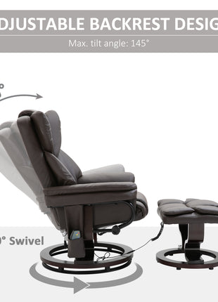 Massage Sofa Recliner Chair w/ Footrest, 10 Vibration Point, Faux PU Leather, Brown