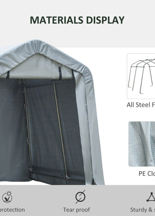 6' x 8' Carport Portable Garage, Heavy Duty Storage Tent, Patio Storage Shelter w/ Anti-UV PE Cover and Double Zipper Doors, for Motorcycle Bike Garden Tools, Light Gray