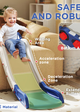 Extra Length Toddler Slide for Bed, Sofa, Easy to Assemble, Blue