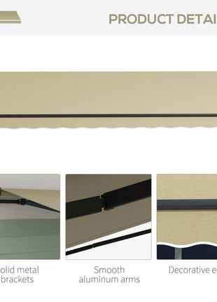 16' x 10' Retractable Awning, 280gsm UV Resistant Sunshade Shelter for Deck, Balcony, Yard, Beige