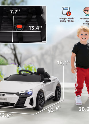 Licensed Audi RS e-tron GT 12V Ride On Car Truck for Kids, Electric Car Ride On Vehicle w/Parent Remote Control, Music, Lights, for Toddlers, White