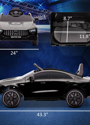 Mercedes-Benz AMG Licensed 12V Kids Ride on Car with Remote Control, Rear Suspension, LED Lights, Music, Black