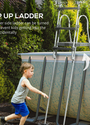 70" Above Ground Swimming Pool Ladder, A-Frame Deck Ladder, Non-slip Steps and Handrails for 48" Pool Wall Height, Gray