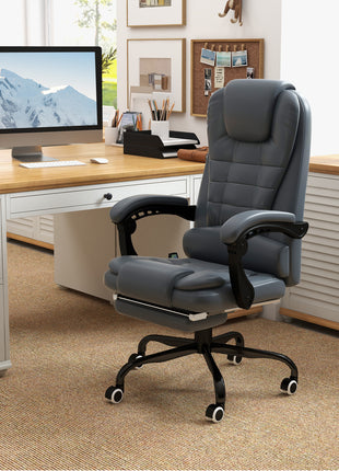 7-Point Vibrating Massage Office Chair High Back Massaging Office Desk Chair with Lumbar Support, Footrest, Blue