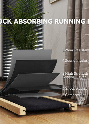 2.5HP Walking Pad, Wood Under Desk Treadmill with Remote Control, Transport Wheels and LED Display for Home Gym Office