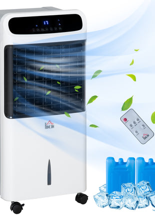 3-In-1 Ice Cooling Fan, Mobile Evaporative Air Cooler with Remote, Timer, Oscillating for Home Office, Bedroom, White