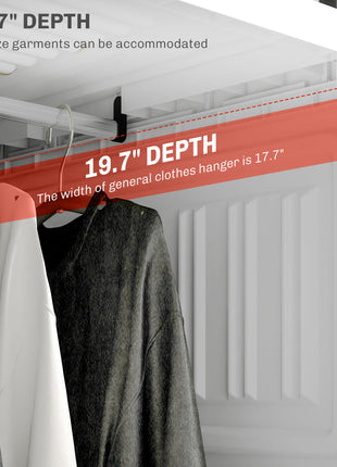 Portable Wardrobe, Foldable Clothes Storage Organizer with 3 Compartments, Hanging Rod, Magnet Doors, White