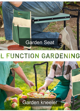 Garden Kneeler Seat Stool Bench Kneeling Pad and 1 Large Side Tool Pouch & Easy Folding Design for Transport & Storage