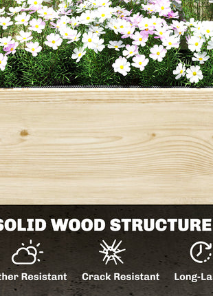 2-Tier Raised Garden Bed with Trellis, Elevated Planter Box for Climbing Plants, Natural
