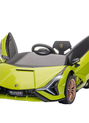 12V Lamborghini SIAN Licensed Electric Car for kids with Remote Control, Horn, Music, & Headlights, Green