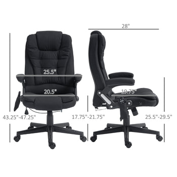 6 Point Vibrating Massage Office Chair with Heat, Linen High Back Massage Desk Chair with Reclining Backrest, Black