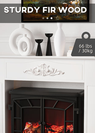 Freestanding Fireplace Surround, Modern Fireplace Mantel with Leg for Electric Fireplaces, 44.7" W x 40" H, White