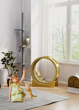 Floor-to-Ceiling Cat Tree Cat Climbing Tower with Sisal-Covered Scratching Posts Natural Cat Activity Center for kittens Cat tower furniture, Gray