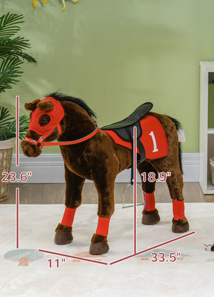 Ride on Horse for Kids 3-8 Years Old w/ Neighing Sound, Saddle & Stirrups