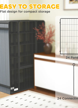 Dog Playpen for Indoor Outdoor, 24 Panels 44.5" H Puppy Playpen with Lockable Door, DIY Shape Pet Exercise Fence, Black