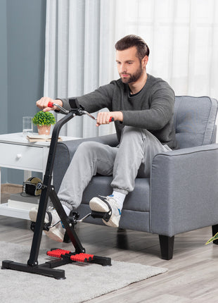 Pedal Exerciser, Hand Arm Knee and Leg Exercise Machine for Seniors, Height-adjustable, with LCD Display and Foot Massage Roller