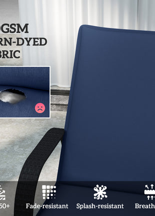 Foldable Chaise Lounge Cushion Set of 2, Outdoor Lounge Chair Cushion Set, UPF50+ 200gsm Fabric, 76" x 23", Navy Blue