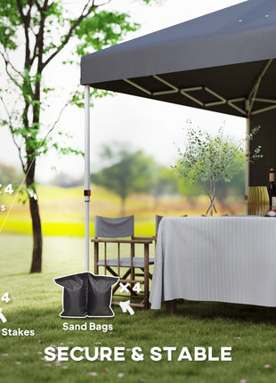 10' x 10' Pop Up Canopy Tent w/ Sidewall, UPF50+ Height Adjustable Instant Sun Shelter w/ Storage Pockets, Dark Gray