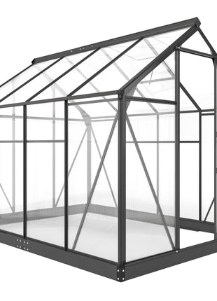 Polycarbonate Greenhouse, Heavy Duty Outdoor Aluminum Walk-in Green House Kit Vent Door, 6.2'x8.3'x6.6' Gray