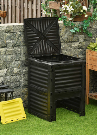 Garden Compost Bin 80 Gallon Outdoor Large Capacity Composter Fast Create Fertile Soil Aerating Box, Yellow