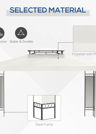 13' x 10' Patio Gazebo Outdoor Canopy Shelter w/ Double Vented Roof, Cream White