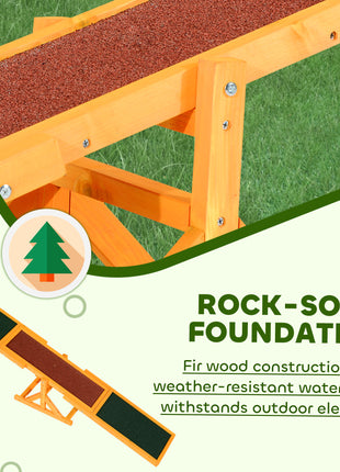 Wooden Dog Agility Seesaw for Balance Training and Exercise, Platform Equipment Run Game Toy, Weather Resistant Pet Supplies, for Outdoor Backyard, 71" L x 12" W x 12" H, Natural